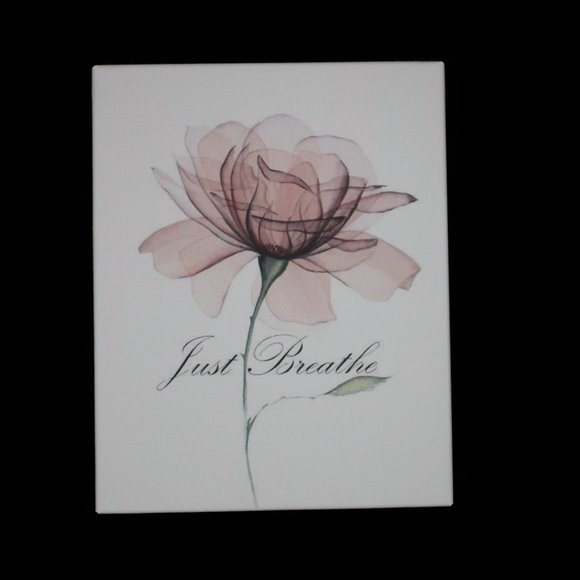 NEW, Just made, 11 x 14 Canvas...Pink Flower "Just Breathe" - Picture 1 of 2